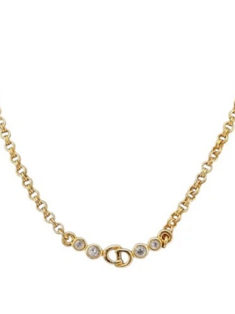 Christian Dior Necklace Metal Gold Auth Bsz414v